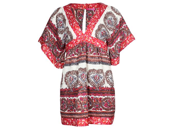 Mini abito a kimono stampato Anna Sui in seta multicolor