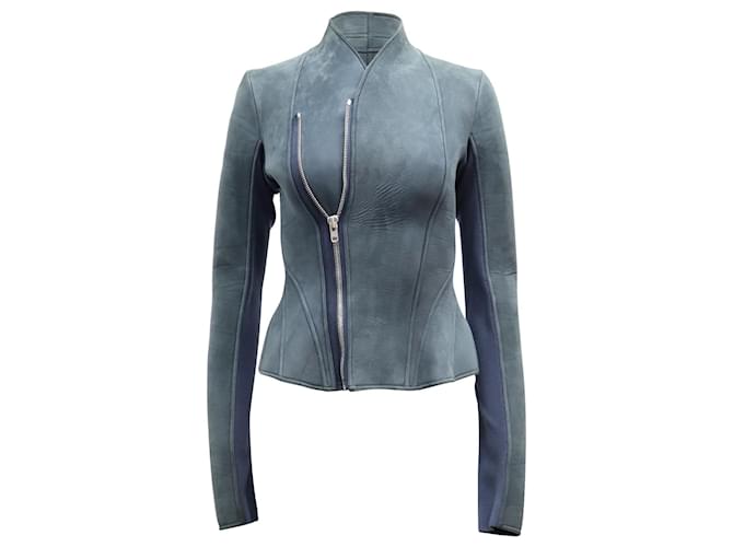 Rick Owens Lilies Campala Jacket in Blue Suede  ref.869622