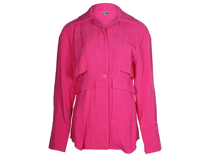 Jacquemus La Chemise Monceau Layered Shirt in Pink Viscose