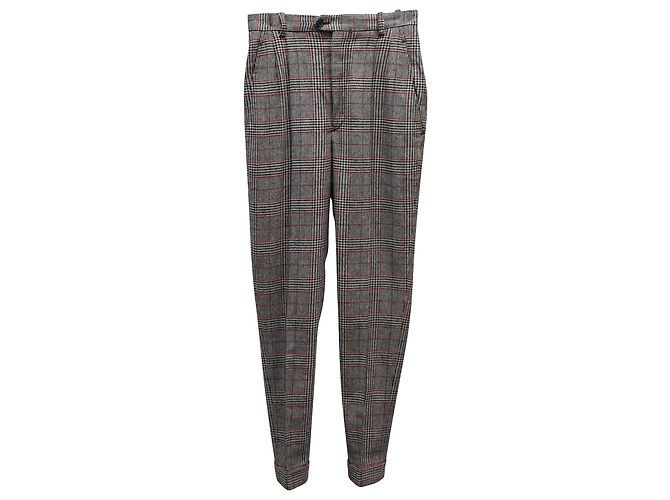 Karierte Hose mit hohem Bund von Isabel Marant aus beigefarbenem Polyester
