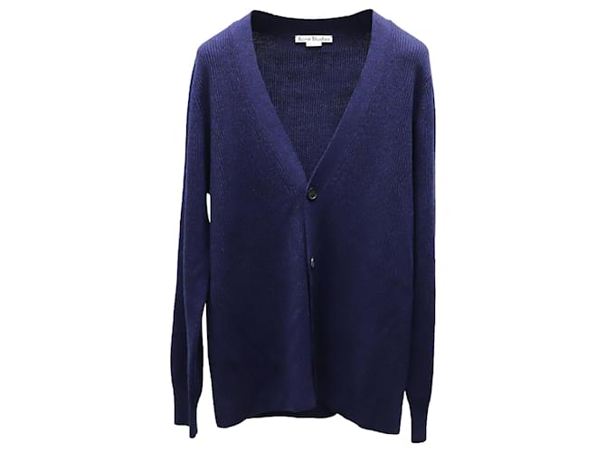 Acne Studios Button-Front Cardigan in Navy Blue Wool  ref.869677