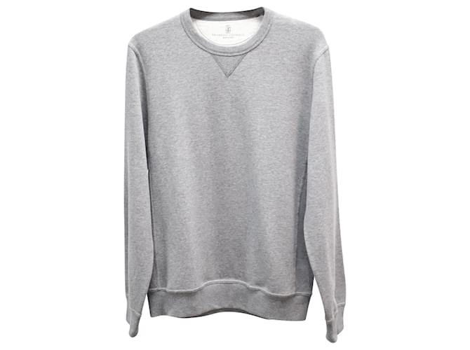 Brunello Cucinelli Crewneck Sweater in Grey Cotton  ref.869686