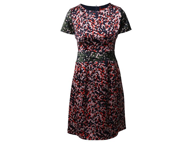 Hugo Boss Camouflage Print Shift Dress in Multicolor Polyester Python print