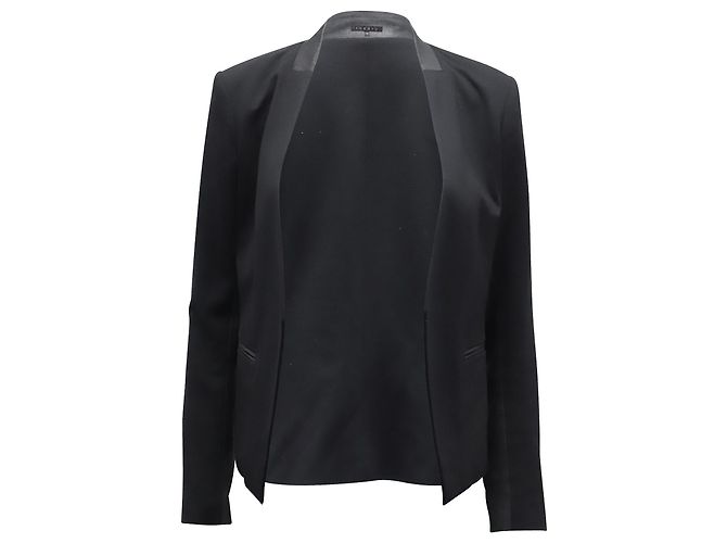 Theory Kragenloser Blazer aus schwarzem Polyester
