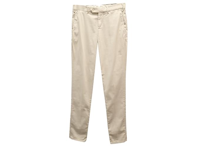 Pantalones Brunello Cucinelli Slim Fit De Algodón Elástico En Algodón Beige  ref.869760