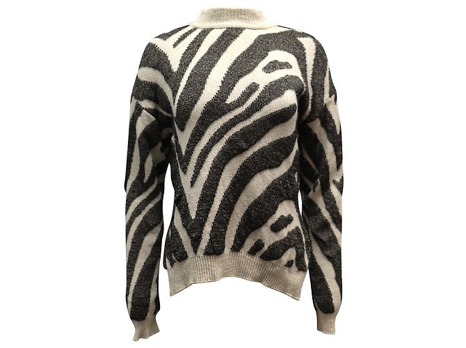 Suéter Nanushka Sosa Zebra Intarsia em Algodão Bege