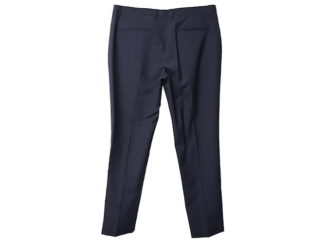 Maison Margiela Slim Trousers in Navy Blue Virgin Wool