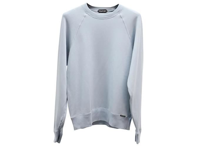 Tom Ford Crewneck Long Sleeve Sweater in Pastel Blue Cotton  ref.869800