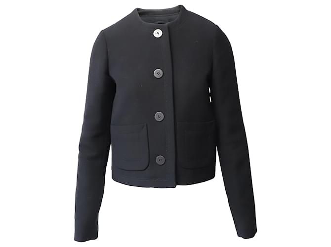 Burberry Boucle Cropped Jacket in Black Wool  ref.869813