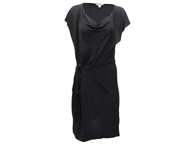 Diane Von Furstenberg Drapiertes Kleid mit Seitenschnürung aus schwarzer Viskose Zellulosefaser  ref.869817