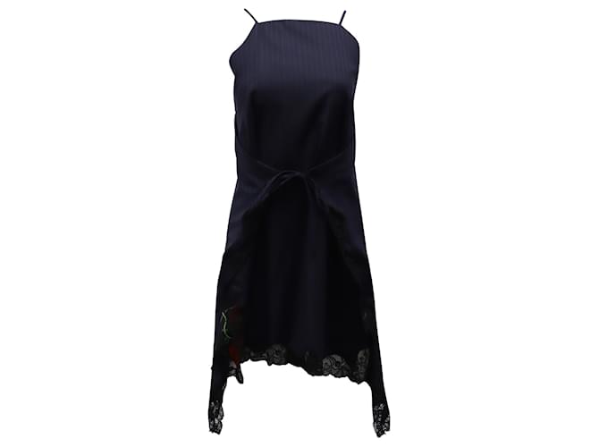 Alexander Wang Roses Pinstripe A-line Apron Dress in Blue Polyester Navy blue  ref.869818