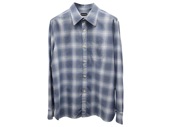 Tom Ford Plaid Shirt in Blue Cotton  ref.869825