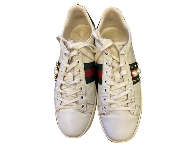 Gucci Pearl trainers White Leather  ref.869851