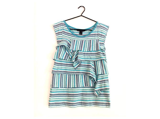 T-shirt in cotone a righe con volant Marc by Marc Jacobs Blu chiaro