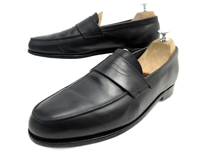 JOHN LOBB MOCCASINS FINEDON SHOES 8E 42 BLACK LEATHER LOAFERS SHOES  ref.870006
