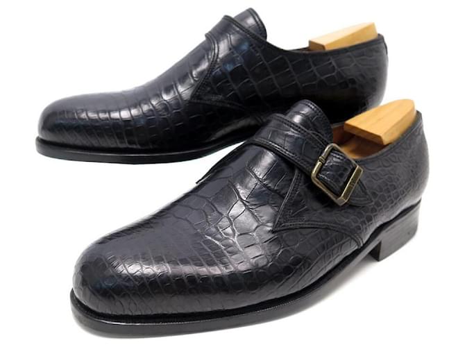 NEW JM WESTON SHOES 531 6E 40 BLACK CROCODILE LEATHER LOAFERS Exotic leather  ref.870008