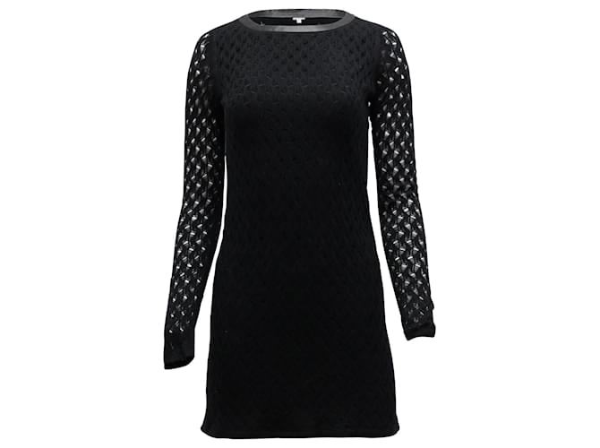 Diane Von Furstenberg Slim Kivel Ladder Mini Dress in Black Rayon Blend Cellulose fibre  ref.870014