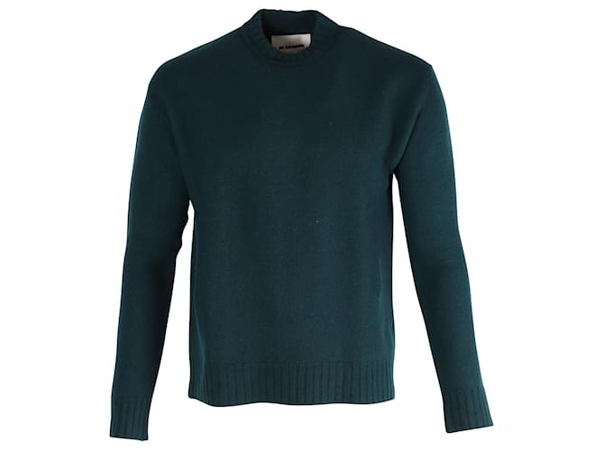 Jil Sander Crewneck Long Sleeve Sweater in Green Wool  ref.870019
