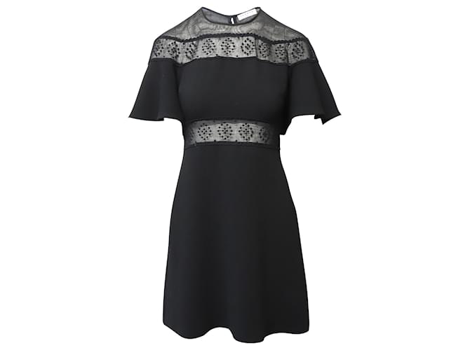 Sandro Paris – Angie – Besticktes Spitzen-Minikleid aus schwarzem Polyester  ref.870032
