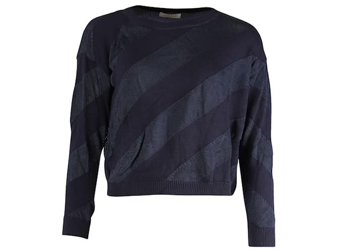 Sandro Stripe Sweater in Navy Blue Polyester  ref.870036