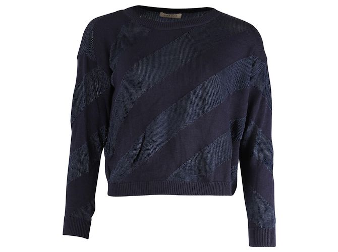 Pull Sandro Stripe en Polyester Bleu Marine