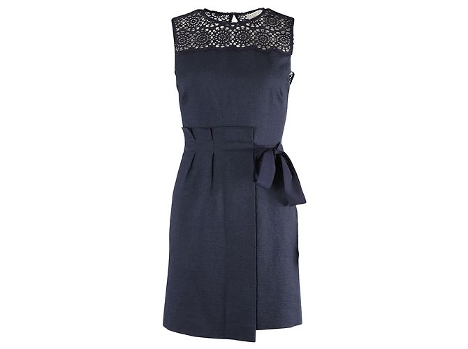 Sandro Justin Jacquard-Minikleid aus marineblauem Polyester