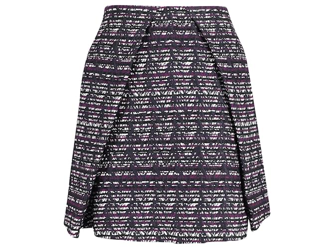 MSGM Jacquard Insert Pleat Knee Length Skirt in Multicolor Polyester Multiple colors  ref.870044