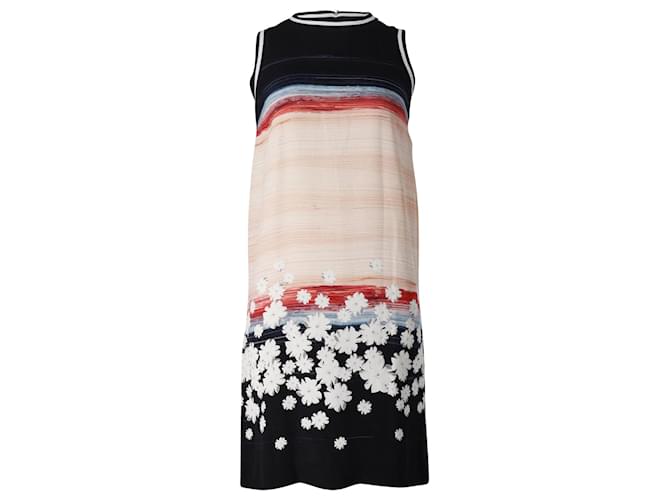 Autre Marque Ärmelloses Kleid mit Blumensaum und Perlmuttmuster aus mehrfarbiger Seide Mehrfarben  ref.870050