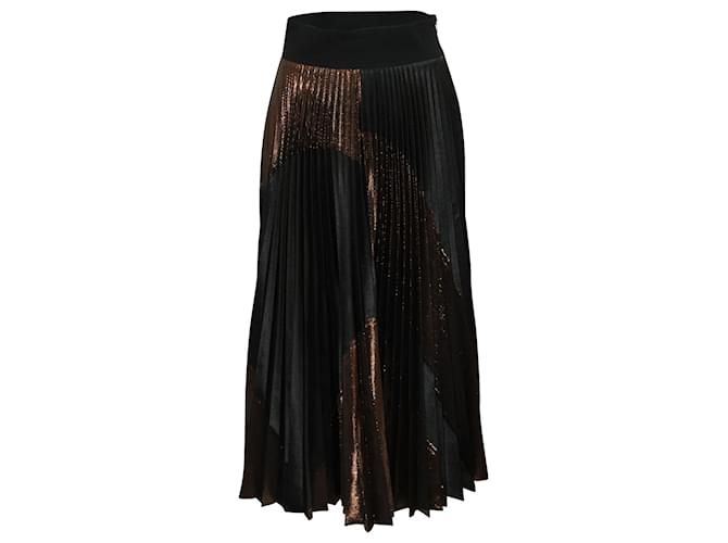 Stella Mc Cartney Stella Mccartney Arely Pleated Maxi Skirt in Copper and Black Lurex Polyester  ref.870063