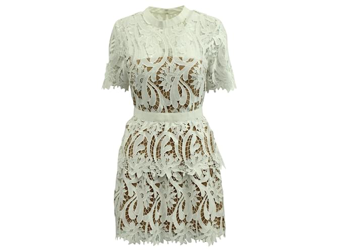 【関税&送料込】Self Portrait White Stretch Polyester Blend self-portrait White Stretch Polyester Blend Mini Dress