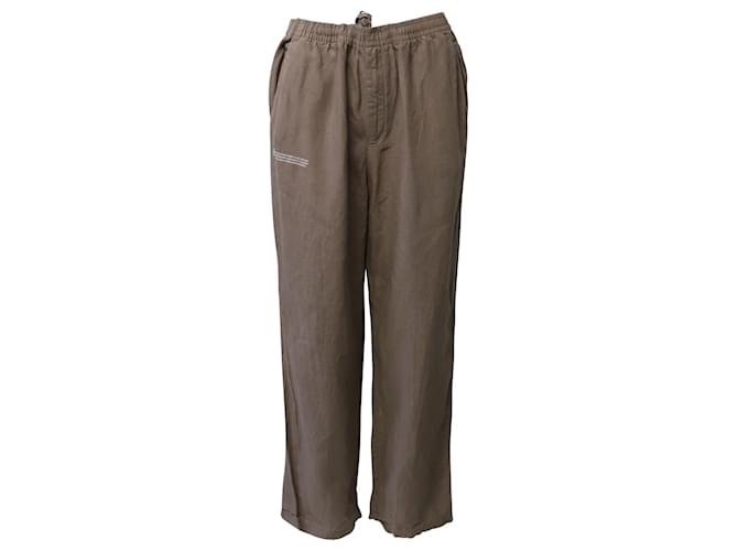 Autre Marque Pangaia Garterized Drawstring Track Pants in Brown Linen  ref.870083