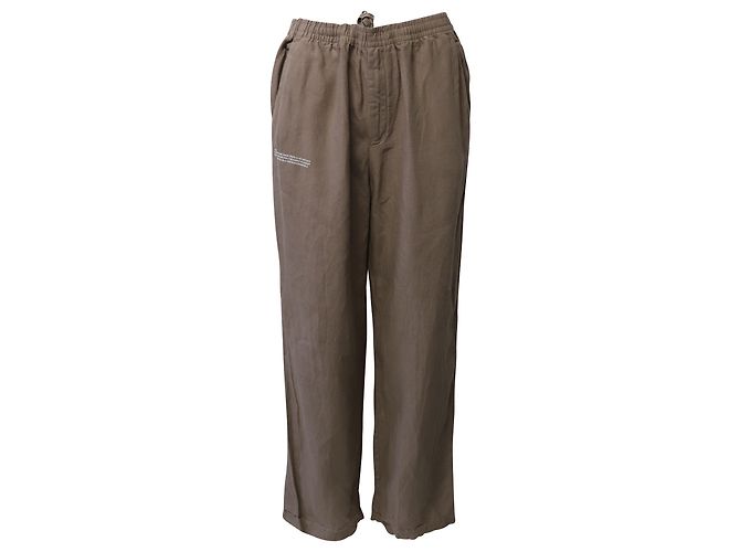 Autre Marque Pangaia Garterized Drawstring Track Pants in Brown Linen