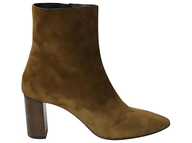 Saint Laurent Ankle Boots in Brown Suede  ref.870085