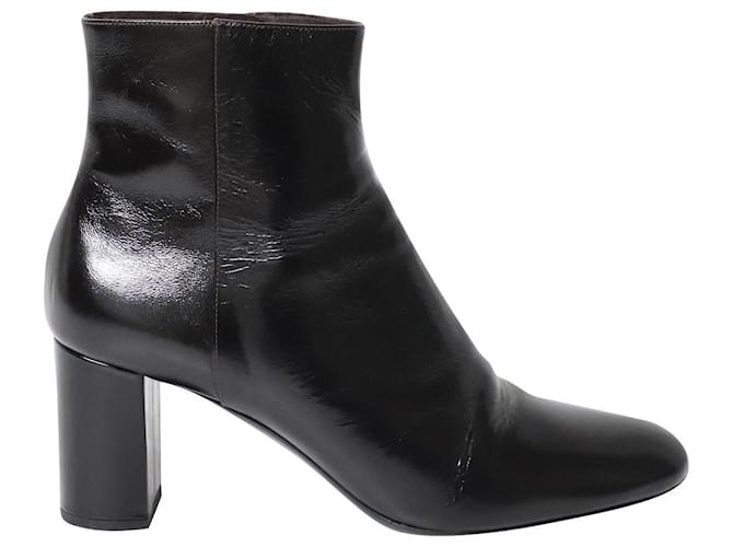 Saint Laurent Block Heels Boots in Black Leather  ref.870089