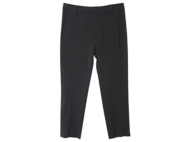 Ganni Regular Fit Cropped Pants en Viscose Noir Fibre de cellulose  ref.870125