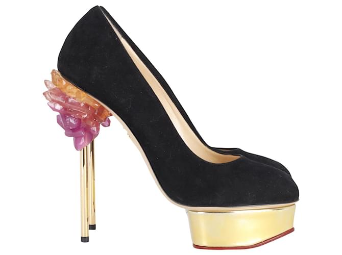 Zapatos de tacón con plataforma Cosmic Dolly en ante negro de Charlotte Olympia Suecia  ref.870149