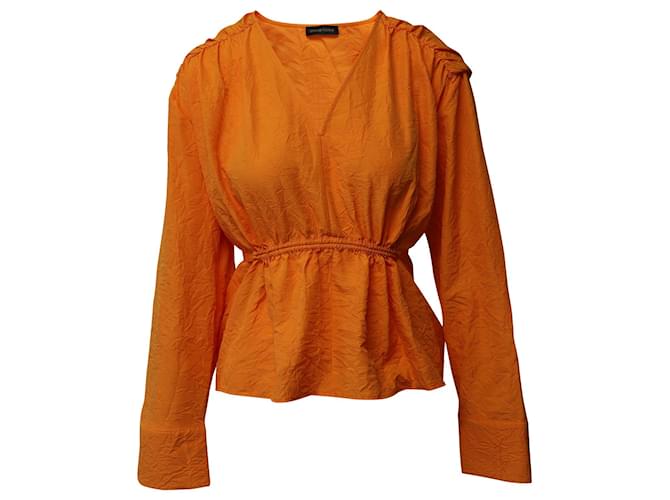 Autre Marque Stine Goya V-neck Tie Back Blouse in Orange Polyester   ref.870150