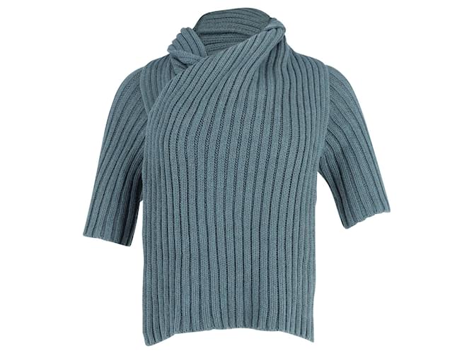Top boléro dos ouvert en tricot Theory en laine bleu sarcelle  ref.870157