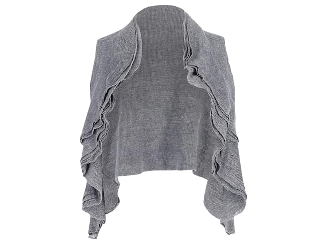 Theory Gilet in Maglia con Effetto Cascata in Lana Grigia Grigio  ref.870158