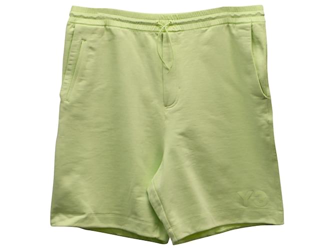 Y3 Y-3 Kordelzug-Shorts aus hellgrüner Baumwolle  ref.870169