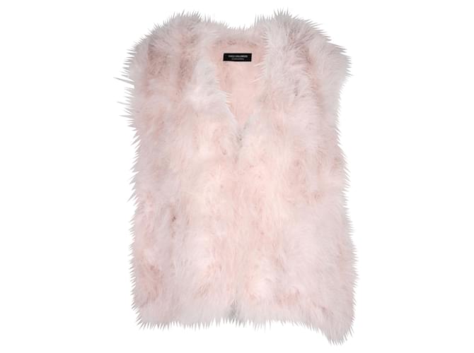 Yves Salomon Turkey Feathered Satin Vest in Pink Polyester  ref.870175