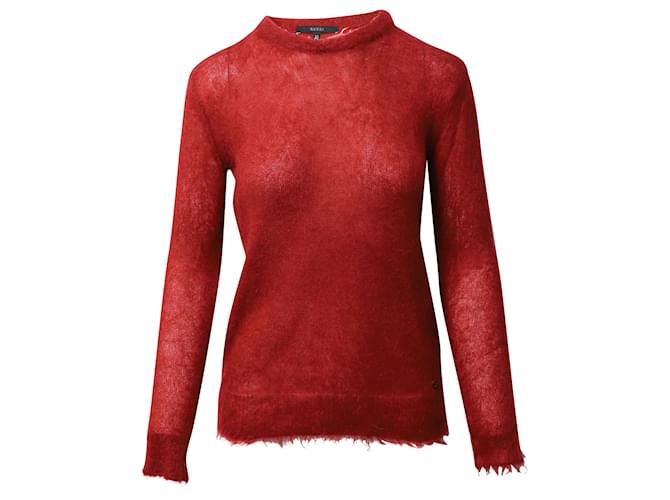 Gucci Suéter texturizado de gola redonda em Mohair vermelho Lã  ref.870184