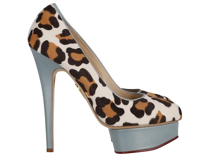 Charlotte Olympia Polly Leopard Print Platform Pumps in Multicolor Calf Hair and Leather Multiple colors  ref.870190