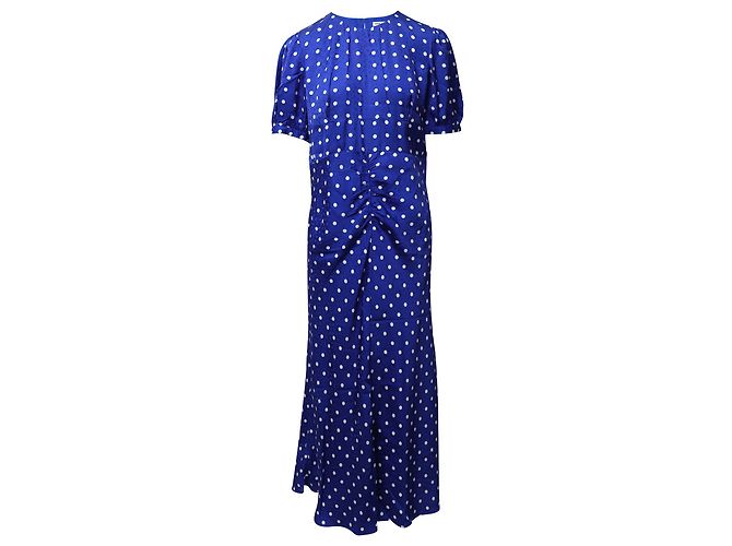 Self Portrait Polka-Dot Blue Midikleid aus blauer Viskose