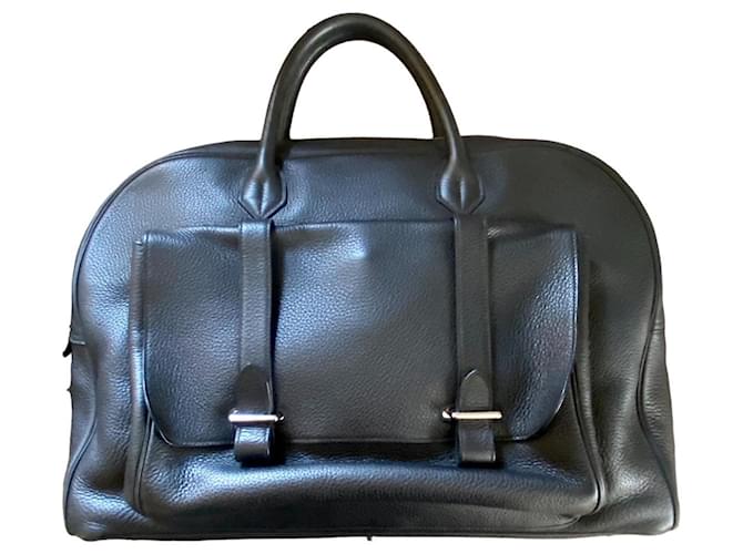 Hermès Black leather Steve Travel bag  ref.870243