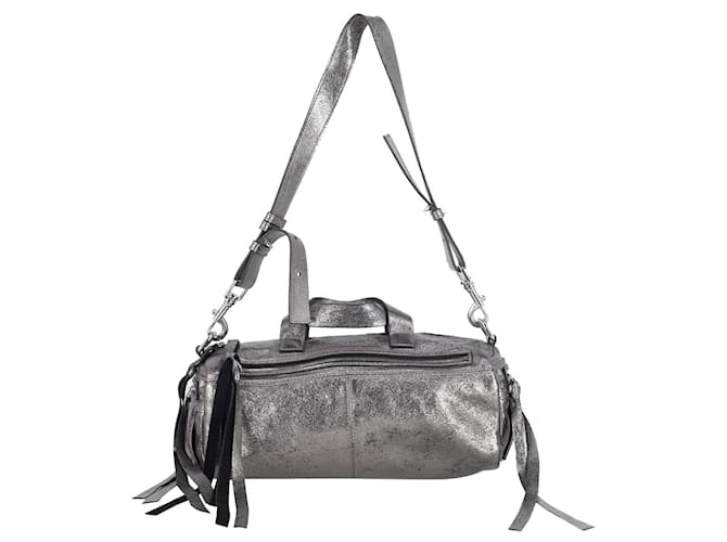 MCQ by Alexander McQueen Holdall Bowling Bag in Metallic Silver Leather Silvery  ref.870538