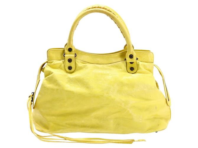 Balenciaga Classic Small City Tote Bag en cuero amarillo  ref.870543