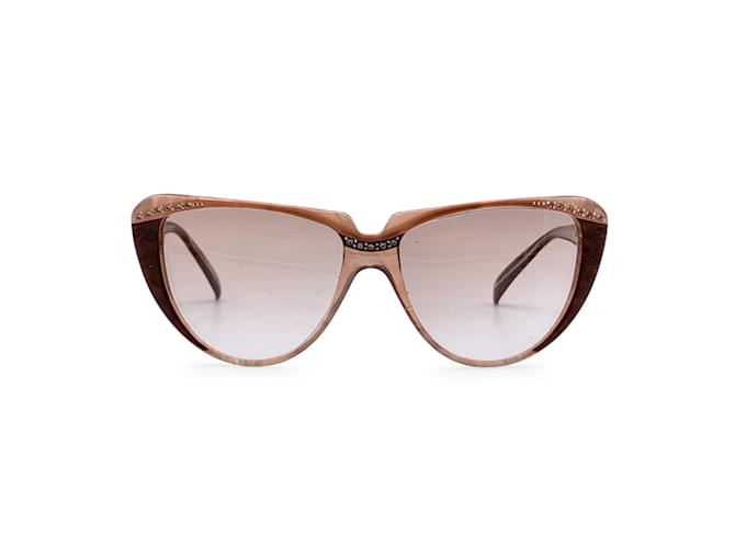 Yves Saint Laurent Gafas de sol estilo ojo de gato vintage 8704 correos 74 50/20 125MM Castaño Plástico  ref.870622