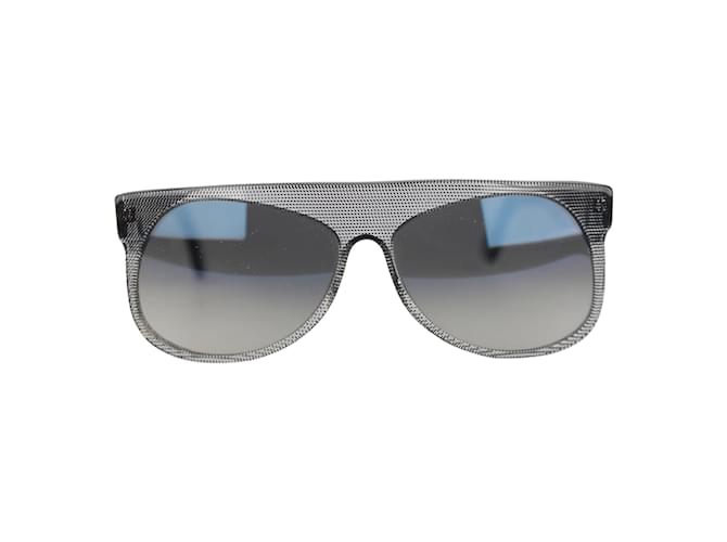 Autre Marque . Gestreifte Minzfarbene Unisex-Sonnenbrille Mod. Mogadischu Handgefertigt in Italien Grau Kunststoff  ref.870625
