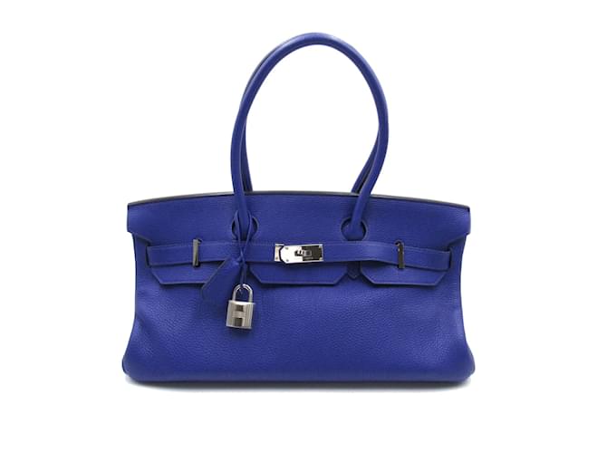 Hermès Togo JPG Birkin 42 Cuir Veau façon poulain Bleu  ref.870632